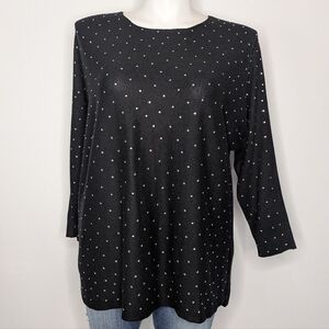 ✨3/$15 INC International Concepts Black Rhinestone Long Sleeve Sweater 1X